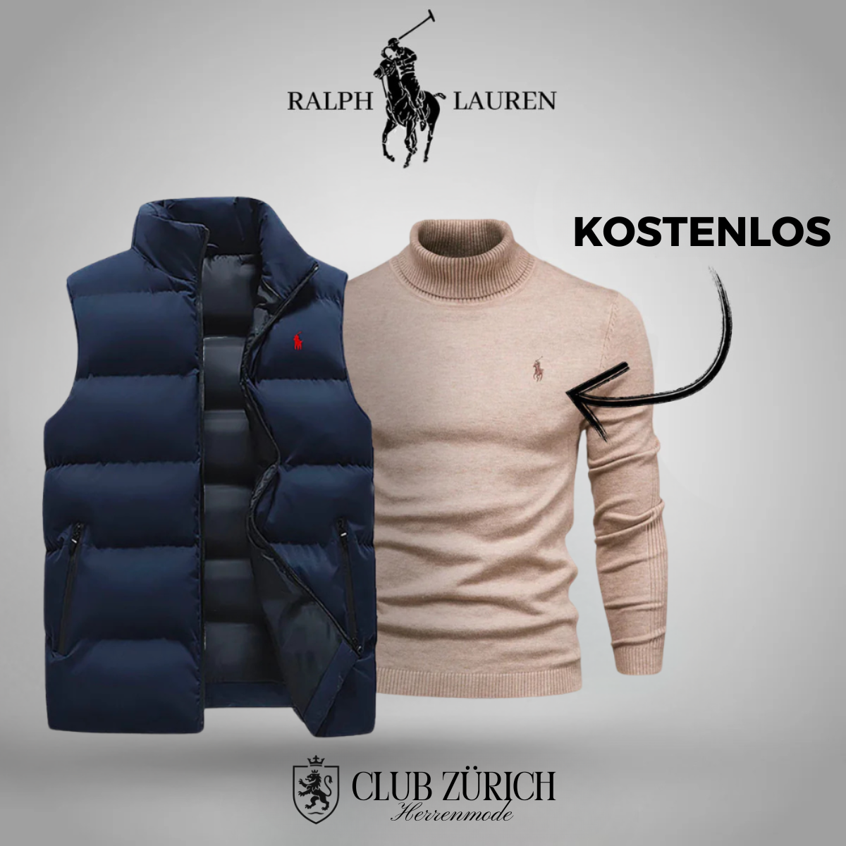 R&L Herren Daunenweste & Gratis Pullover Set – Stilvoll, Warm, Vielseitig