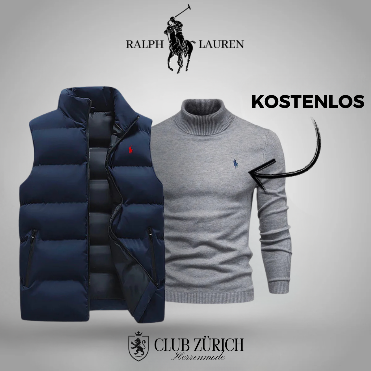 R&L Herren Daunenweste & Gratis Pullover Set – Stilvoll, Warm, Vielseitig