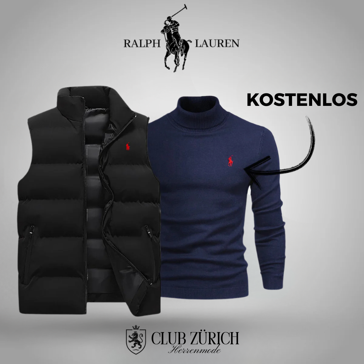 R&L Herren Daunenweste & Gratis Pullover Set – Stilvoll, Warm, Vielseitig