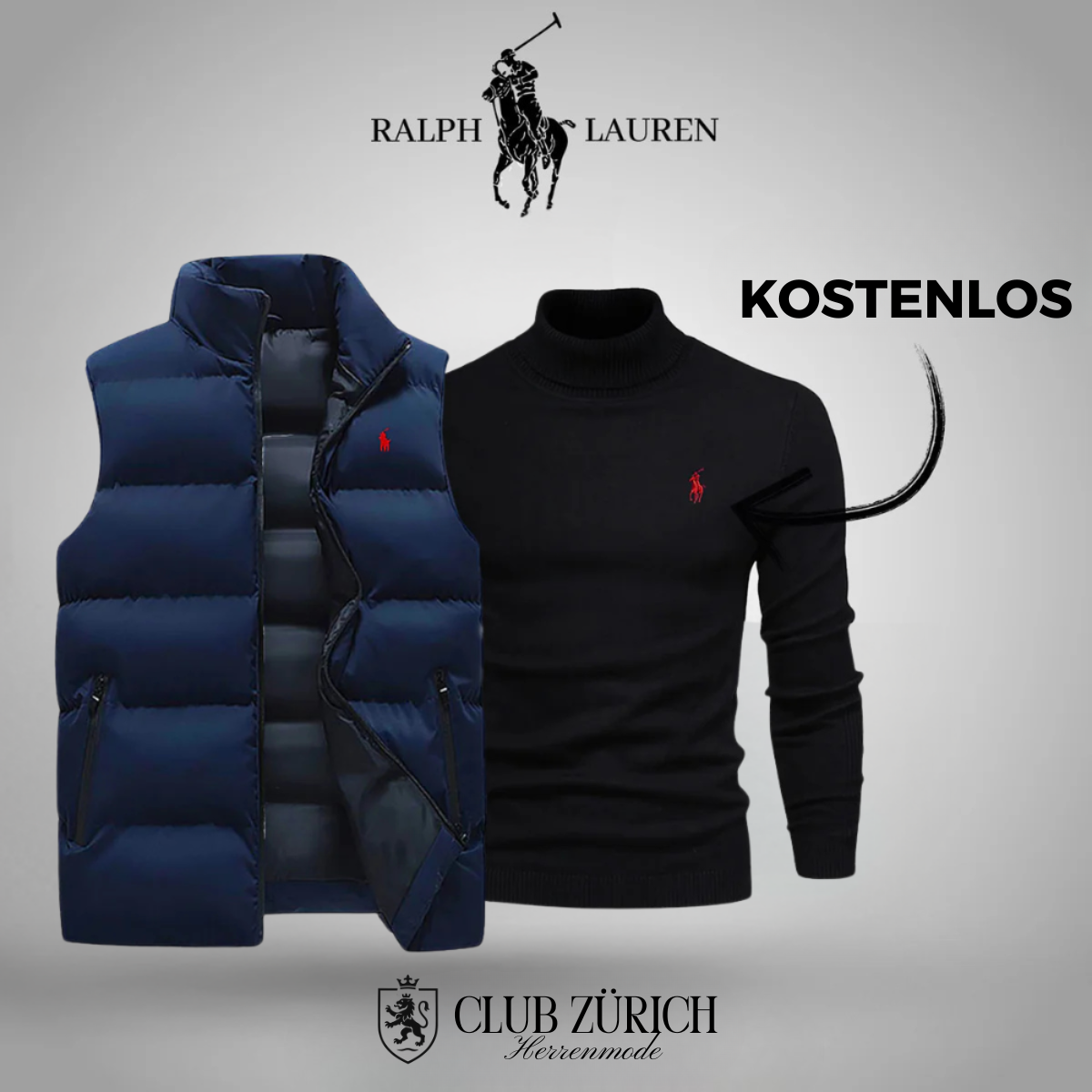 R&L Herren Daunenweste & Gratis Pullover Set – Stilvoll, Warm, Vielseitig