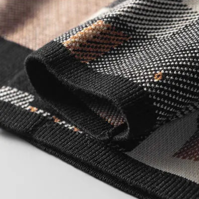 Herren Luxus Wollstrick-Cardigan Abstrakt Jacquard – Warmer Designer Herbst Winter Pullover